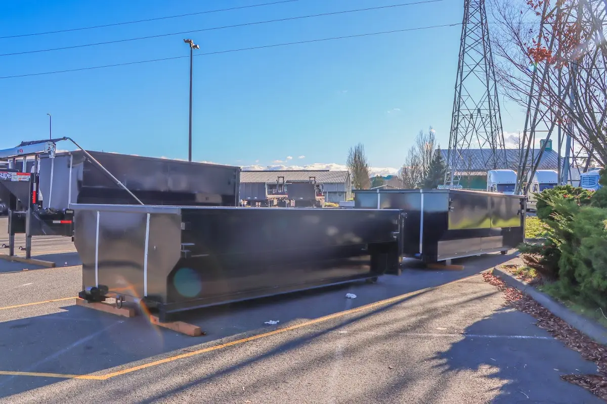 Roll-off dumpster ready for waste disposal at job site for 6 Yard Dumpster Rental in Mount Washington